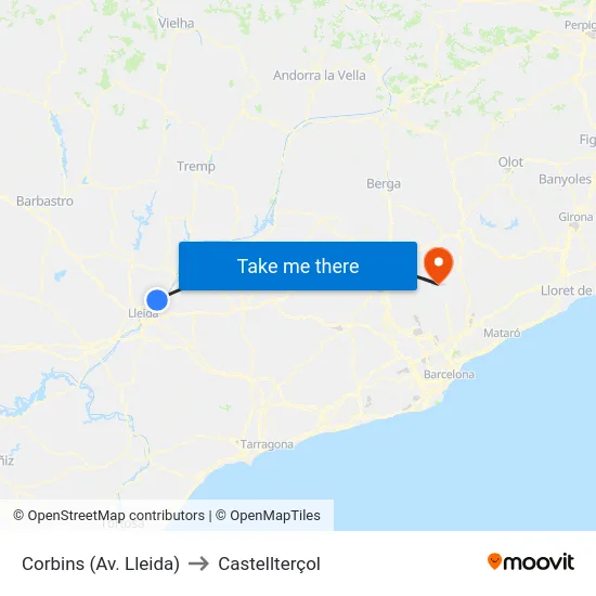 Corbins (Av. Lleida) to Castellterçol map