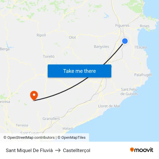 Sant Miquel De Fluvià to Castellterçol map