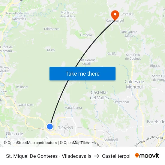 St. Miquel De Gonteres - Viladecavalls to Castellterçol map