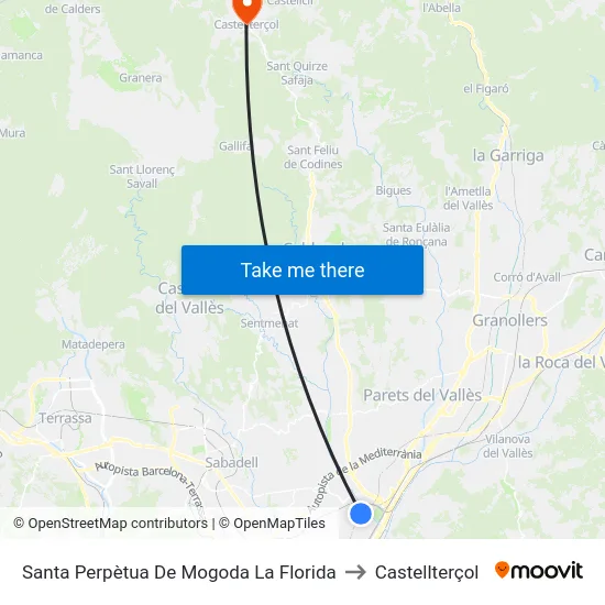 Santa Perpètua De Mogoda La Florida to Castellterçol map