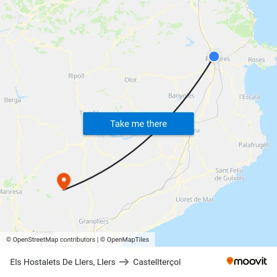 Els Hostalets De Llers, Llers to Castellterçol map