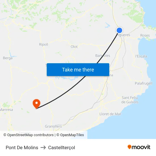 Pont De Molins to Castellterçol map