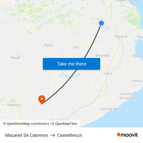 Maçanet De Cabrenys to Castellterçol map