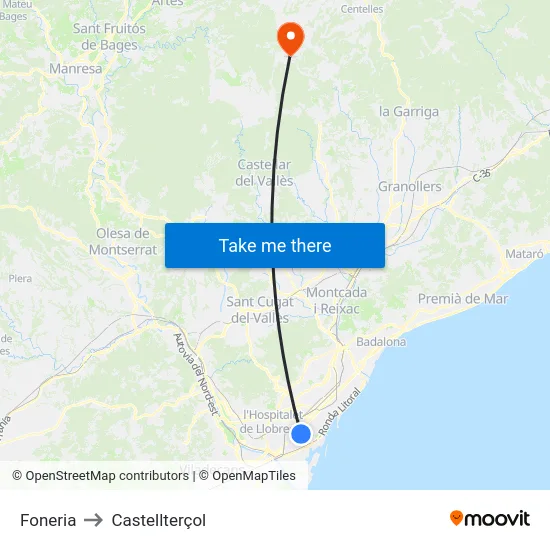 Foneria to Castellterçol map