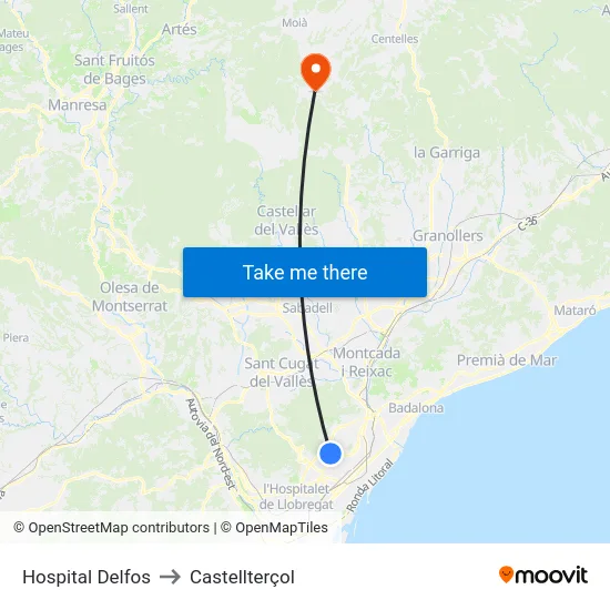 Hospital Delfos to Castellterçol map