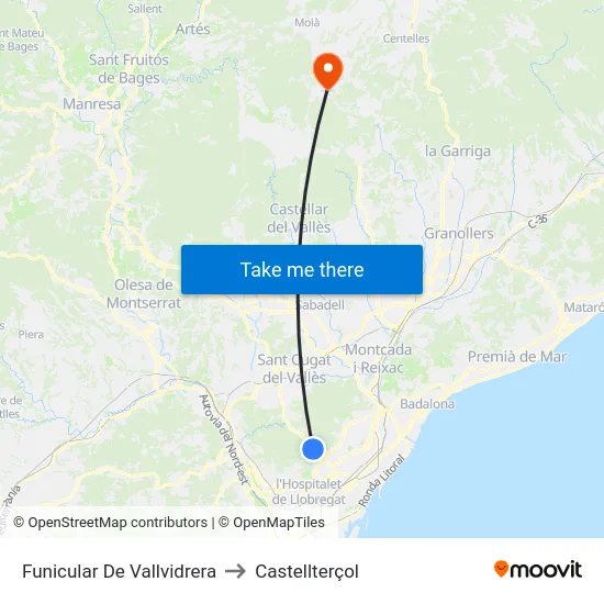 Funicular De Vallvidrera to Castellterçol map