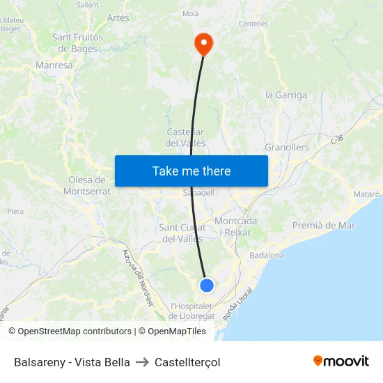 Balsareny - Vista Bella to Castellterçol map