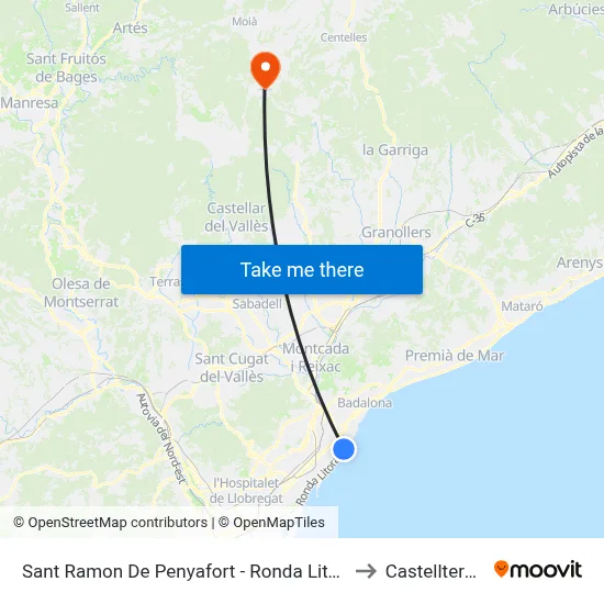 Sant Ramon De Penyafort - Ronda Litoral to Castellterçol map