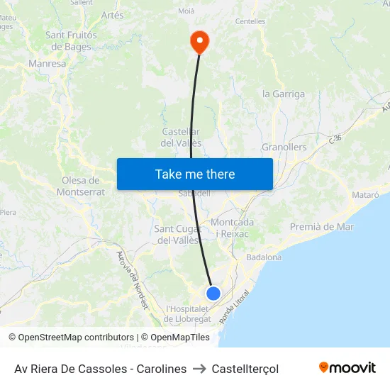 Av Riera De Cassoles - Carolines to Castellterçol map