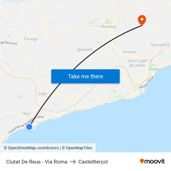 Ciutat De Reus - Via Roma to Castellterçol map