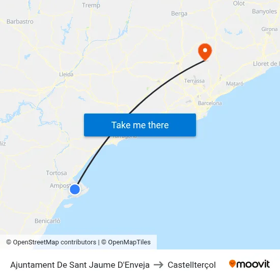 Ajuntament De Sant Jaume D'Enveja to Castellterçol map