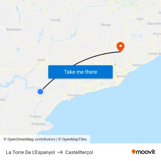 La Torre De L'Espanyol to Castellterçol map