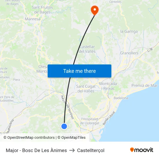 Major - Bosc De Les Ànimes to Castellterçol map