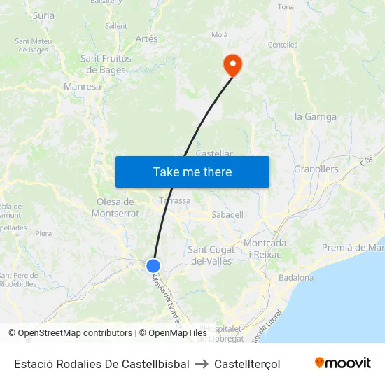 Estació Rodalies De Castellbisbal to Castellterçol map
