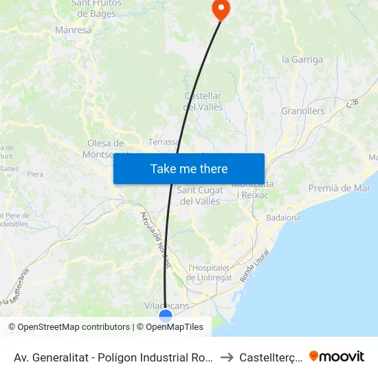 Av. Generalitat - Polígon Industrial Roca to Castellterçol map