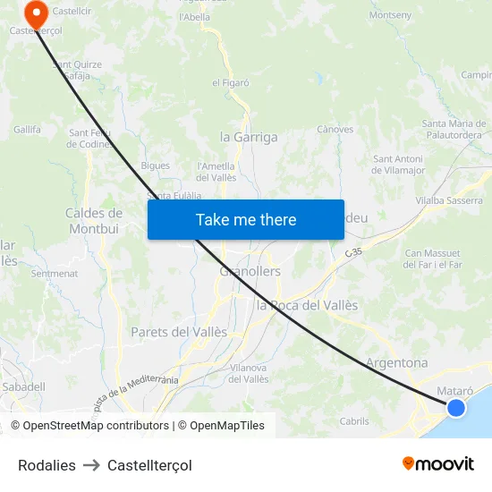 Rodalies to Castellterçol map