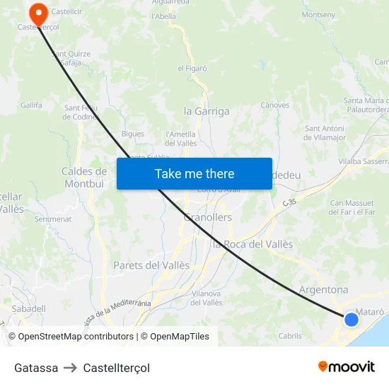 Gatassa to Castellterçol map