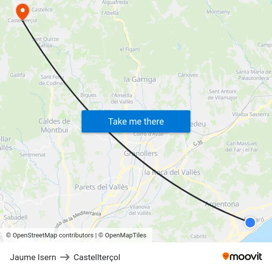 Jaume Isern to Castellterçol map