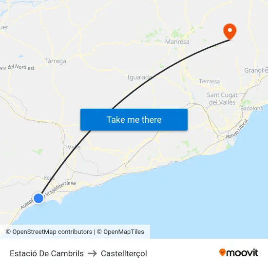 Estació De Cambrils to Castellterçol map