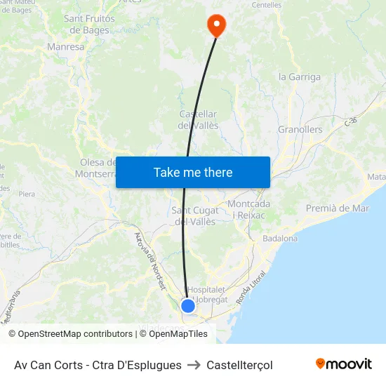 Av Can Corts - Ctra D'Esplugues to Castellterçol map