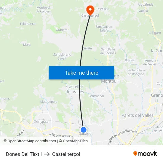 Dones Del Tèxtil to Castellterçol map