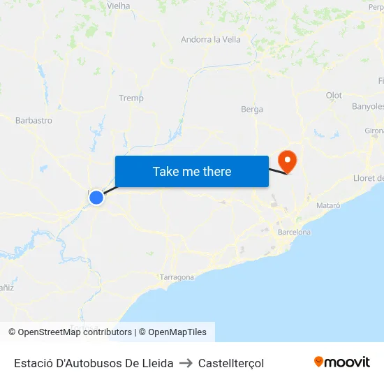 Estació D'Autobusos De Lleida to Castellterçol map