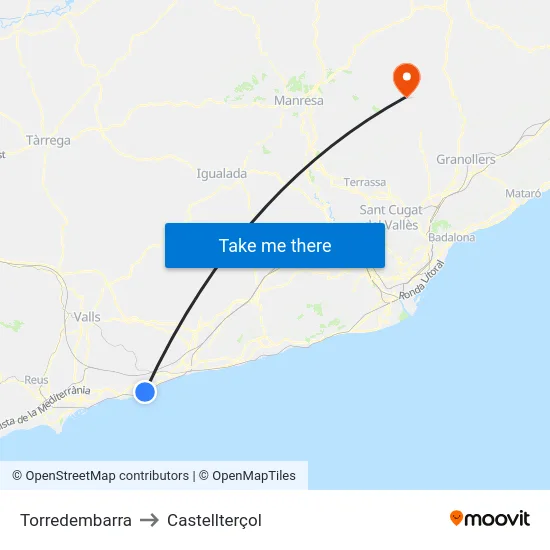 Torredembarra to Castellterçol map
