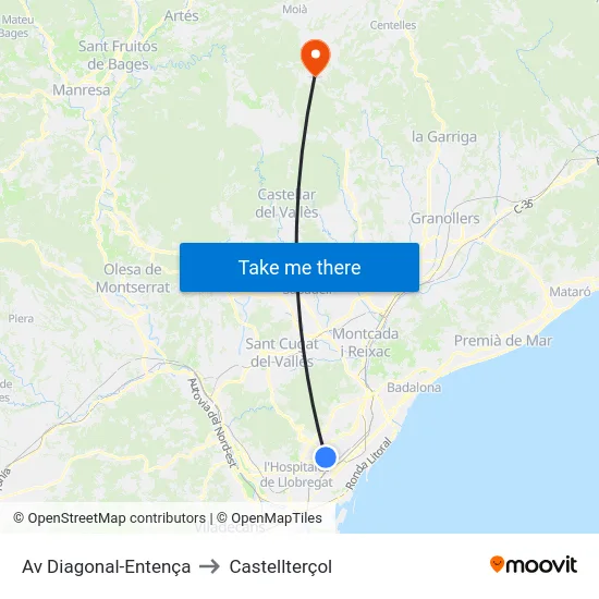 Av Diagonal-Entença to Castellterçol map