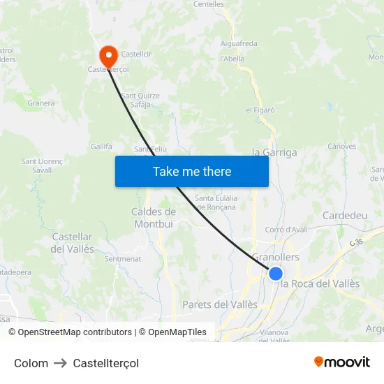 Colom to Castellterçol map