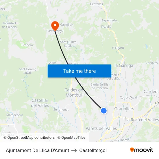 Ajuntament De Lliçà D'Amunt to Castellterçol map