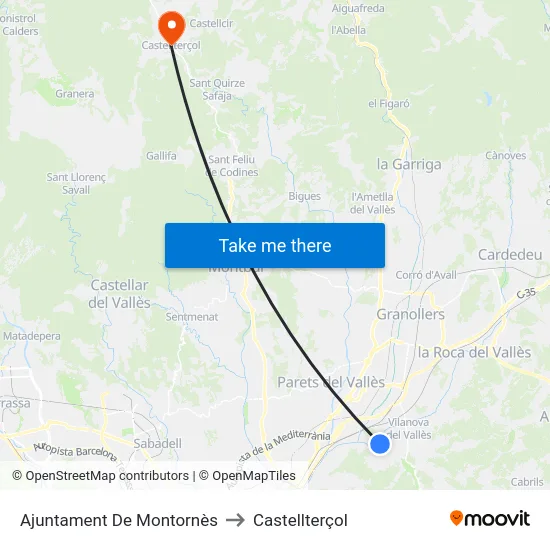 Ajuntament De Montornès to Castellterçol map