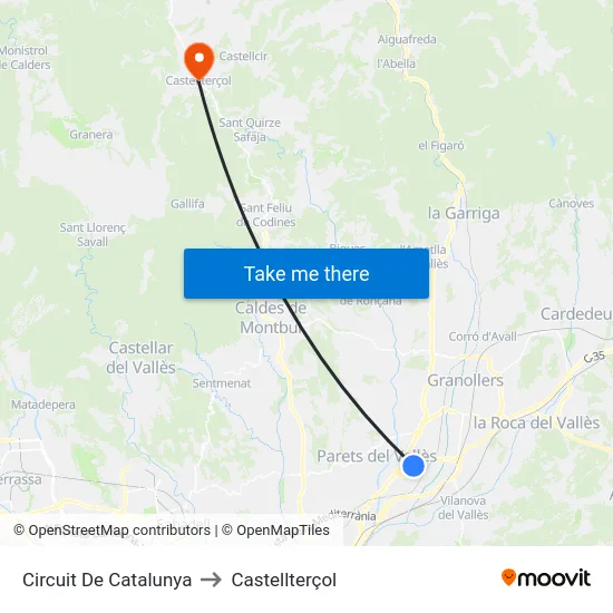 Circuit De Catalunya to Castellterçol map
