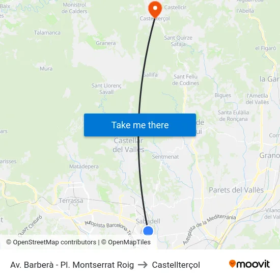 Av. Barberà - Pl. Montserrat Roig to Castellterçol map