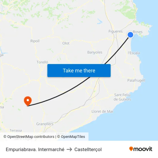 Empuriabrava. Intermarché to Castellterçol map