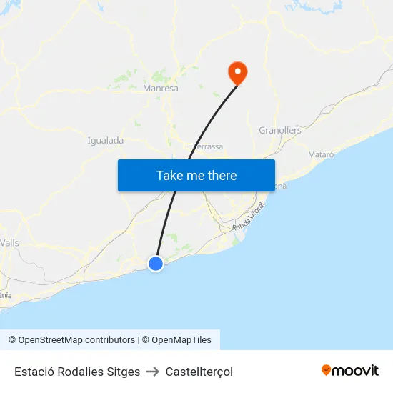 Estació Rodalies Sitges to Castellterçol map