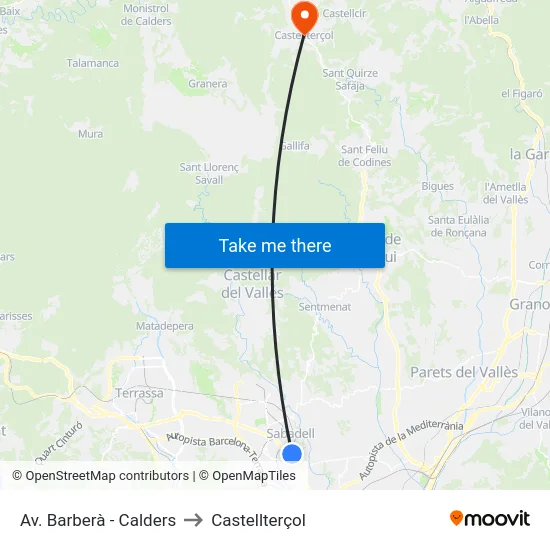 Av. Barberà - Calders to Castellterçol map