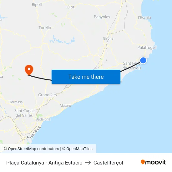 Plaça Catalunya - Antiga Estació to Castellterçol map