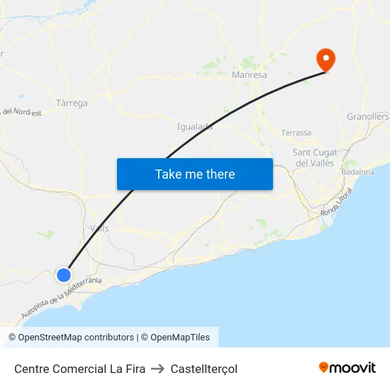 Centre Comercial La Fira to Castellterçol map