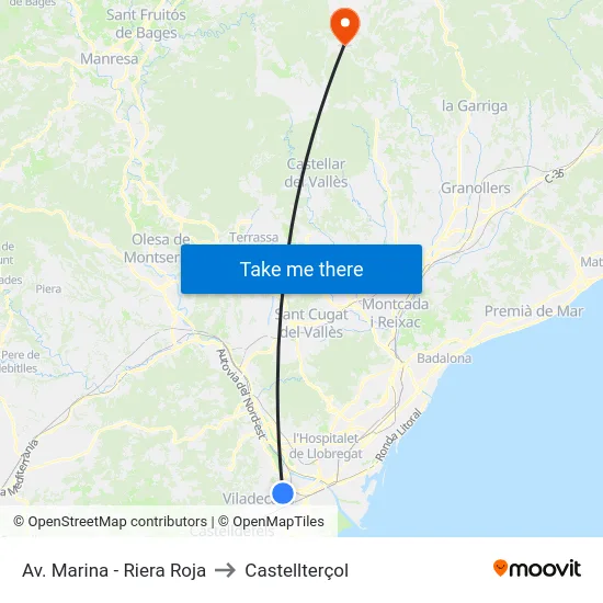 Av. Marina - Riera Roja to Castellterçol map