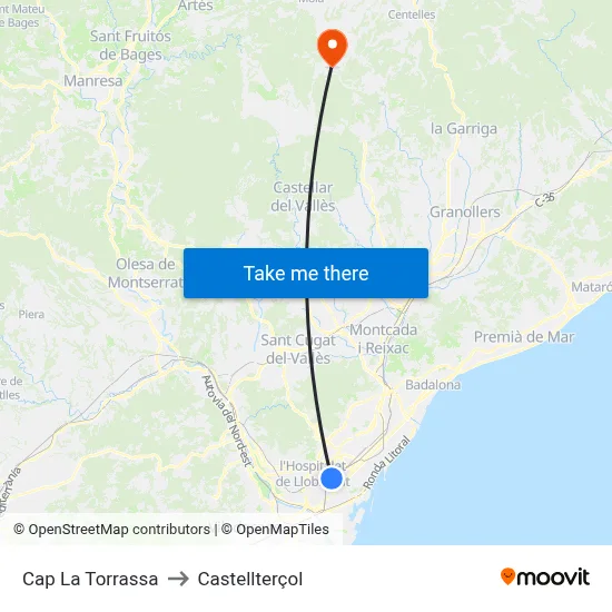 Cap La Torrassa to Castellterçol map