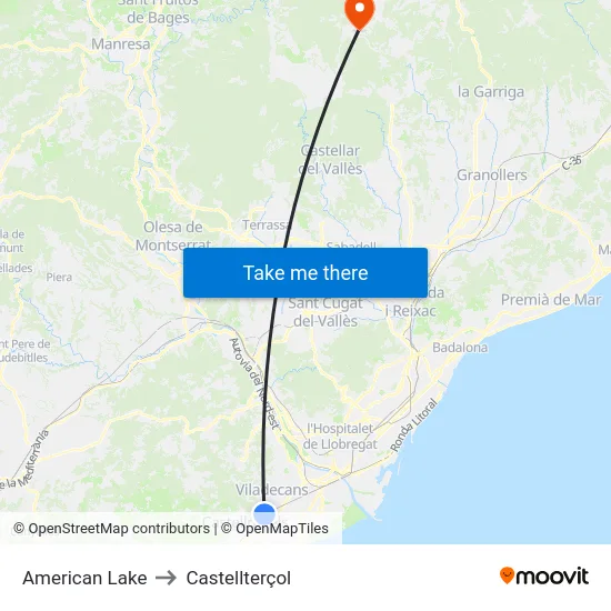 American Lake to Castellterçol map