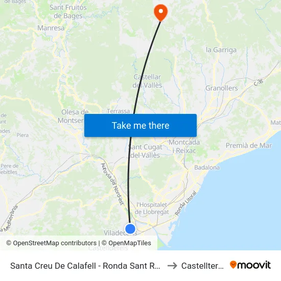 Santa Creu De Calafell - Ronda Sant Ramon to Castellterçol map