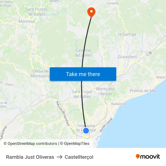 Rambla Just Oliveras to Castellterçol map