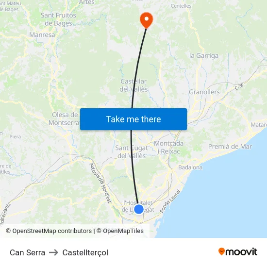 Can Serra to Castellterçol map