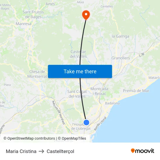 Maria Cristina to Castellterçol map