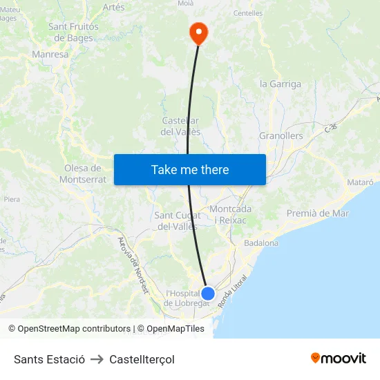 Sants Estació to Castellterçol map