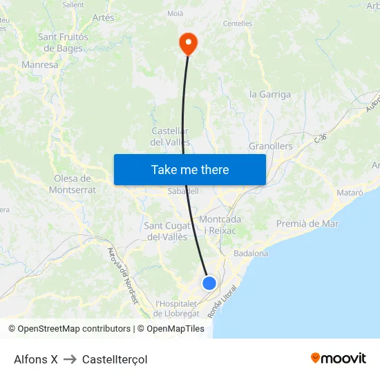 Alfons X to Castellterçol map