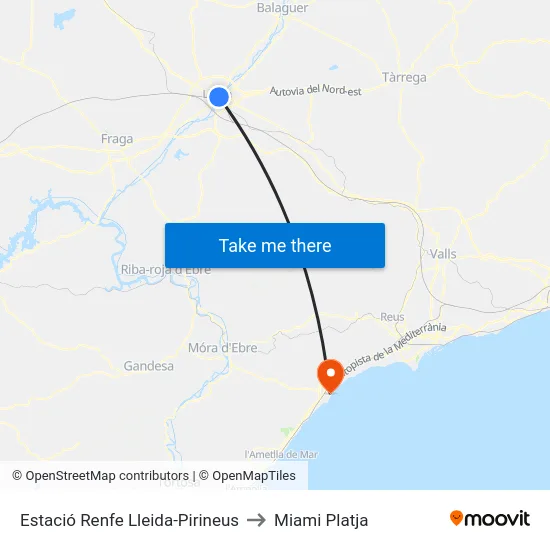 Estació Renfe Lleida-Pirineus to Miami Platja map