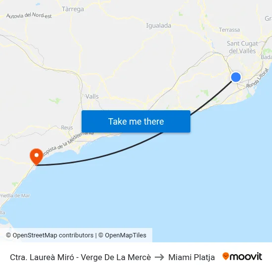 Ctra. Laureà Miró - Verge De La Mercè to Miami Platja map
