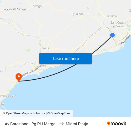 Av Barcelona - Pg Pi I Margall to Miami Platja map